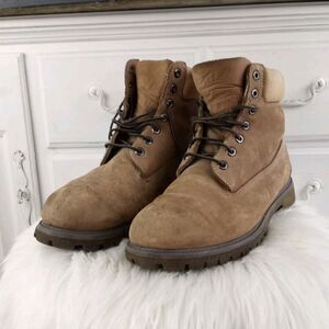 Timberland Waterproof Work Combat Leather Ankle Boots Wheat Nubuck Men's Size 12